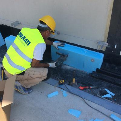 1^ Fase  del cantiere - Isolamento termico al "piede" della muratura - dettaglio